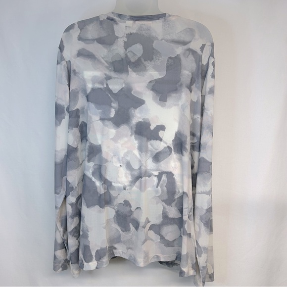 LOGO Lori Goldstein Button Up Top Shirt XL Stretch Semi Sheer Long Sleeve Artsy - Picture 2 of 11